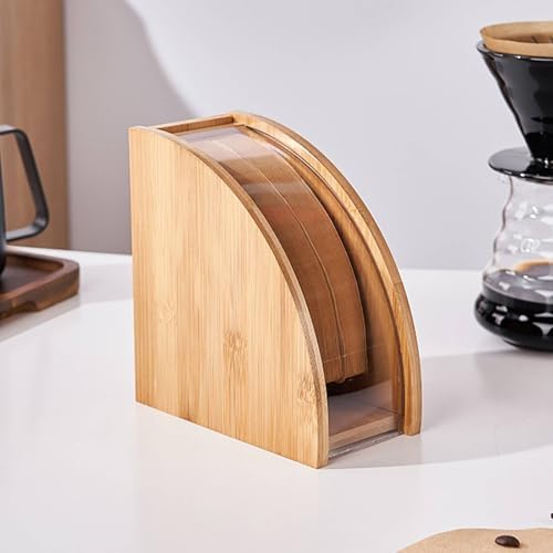 Organizer Bamboo Coffee Organizer Holder Dispenser Storage With Cover Rotating Access Suitable service area office kitchenette, L - Image 2