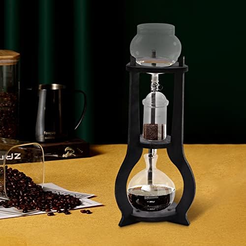 600ml Cold Brew Drip Coffee Maker, Borosilicate Glass Iced Coffee Tower with Adjustable Valve, 6-8 Cup Slow Extraction Brewer for Home, Office, Cafe (Wood Stand Gray) - Image 6
