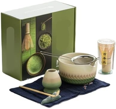 8Pcs Matcha Set Kit With Glazed Bowl & Bamboo Whisk Tea(8Pcs-green) by Unknown