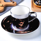 Reflection Cup,Mirror Cup and Saucer,Anamorphic Cup and Saucer,Creativity Tea Cup and Saucer Set,Ceramic Coffee Mug with Saucer and Spoon,for Cappuccino,milks,espresso,tea,coffee,250ml by Unknown