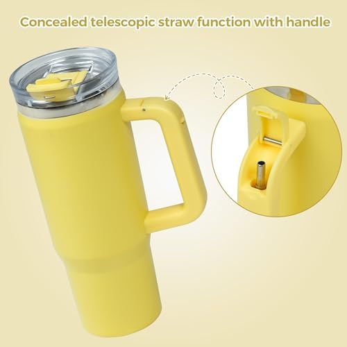 30 oz Tumbler with Handle Hidden Straw Stainless Steel Insulated - Image 2
