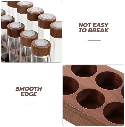 Coffee Bean Storage Tubes and Air Valve Lid with Wooden Holder, Glass Vials - Image 3
