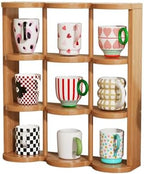 Wooden Coffee Mug Display Rack, Countertop Freestanding Grid Vintage Coffee Cup Display Stand, Rustic Coffee Mug Holder Organizer for Kitchen, Coffee Station,9 Grid by Unknown