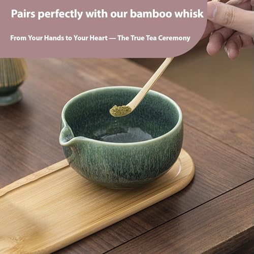 Matcha Whisk Set, Zen Travel Ceremony Kit with Cat Figurine & Incense, 9-Piece Portable Set with Bowl, Bamboo Whisk & Bag (H) - Image 2