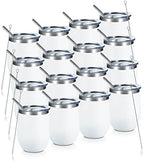 COMOOO 12oz Wine Tumbler with Lid and Straw, Stainless Steel Stemlss Wine Glass, Double Wall Vacuum Insulated Wine Tumbler Cup for Wine, Cocktails, Champaign, White, 16 Pack by COMOOO