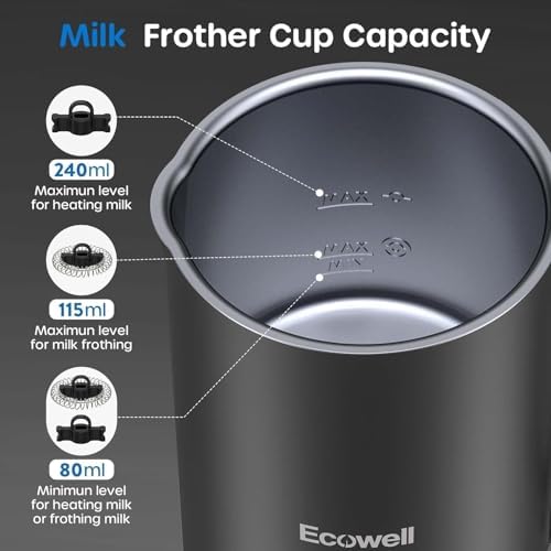 ECOWELL Milk Frother, 4-in-1 Electric Milk Steamer, 120s Fast Frothing - Image 5