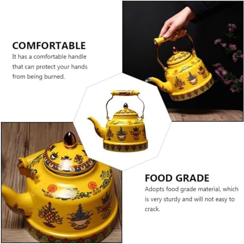 Enamel Whistle Tea Kettle Whistling Teapot Induction Suitable for Home Kitchen Cookers Electric Stovetops-4.2L/125(4.2L) - Image 2