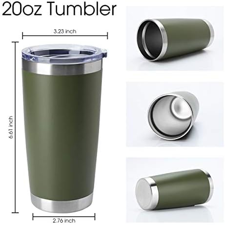 HASLE OUTFITTERS 20oz Tumblers Bulk Stainless Steel Cup with Lid Double Wall Vacuum Insulated Coffee Mug for Cold & Hot Drinks 8 Pack, Army Green - Image 2