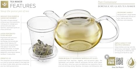 Teabloom Pure Connoisseur Heatproof Glass Teapot With Microdot Glass Infuser For Whole Leaf Teas, 34 Ounces – A Tea Purist's Choice - Image 3