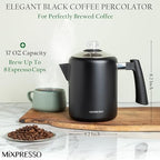 Mixpresso 5-8 Cup Coffee Percolator Stovetop, Stainless Steel Coffee Pot - Image 4