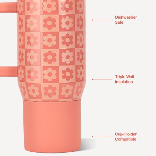 HydroJug Traveler 20oz Kids Insulated Tumbler with Handle, Daisy Checkers - Image 3