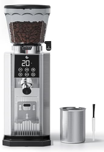 AMZCHEF Electric Coffee Grinder with Large Bean Hopper, 45 Adjustable Grind Settings, Conical Burr Mill, Digital Timer, Anti-Static Design for Home and Office Coffee Stations by AMZCHEF