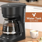 Electactic 5 Cup Programmable Drip Coffee Maker, 24H Delay Brew, 2H Keep Warm & Auto Shut Off, Pause & Serve, Reusable Filter, Glass Coffee Pot, Small Coffee Machine for Home Office - Image 5