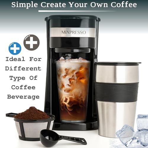 Mixpresso Single Serve & Single Cup Coffee Maker with 14oz Travel Mug Black - Image 2