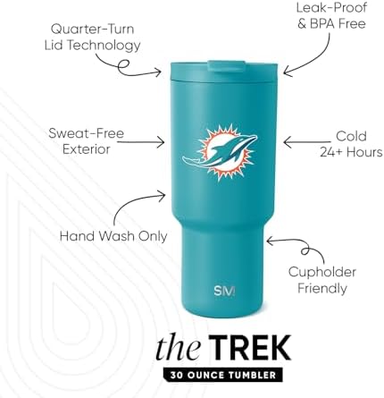 Simple Modern Miami Dolphins Tumbler with Flip Lid, Straw 30oz | NFL - Image 2