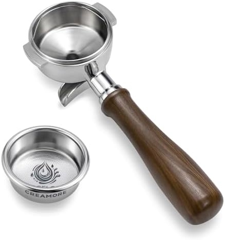 Espresso Accessories, 58mm Double Spout Portafilter with 18g ARCFLOW™ Convex Filter Basket, Walnut Wood Handle, Compatible with La Marzocco, Slayer, Rocket Espresso, Lelit & E61 Machines by Creamore