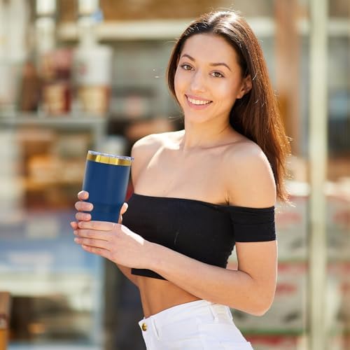 20 oz Tumbler Bulk Stainless Steel Tumblers with Lids and Straws Navy - Image 7
