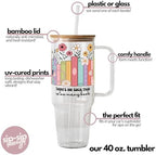 Sip-Sip Hooray! Too Many Books 40oz Glass Tumbler with Lid and Straw - Image 3