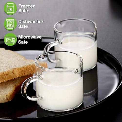 Espresso Cups Set of 2, 4 OZ Double Spouts Cups, Shot Glasses, Milk Cup with Handle, Clear Glass, Espresso Accessories for Machine, Small - Image 3