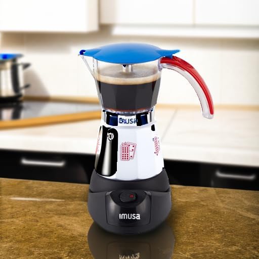 Imusa Special Edition Electric Cuba/Domino themed Espresso Maker, 3 or 6 Cups, White, Red, Blue - Image 5