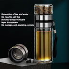 Tea and Water Separation Cup - Water Bottle with Tea Separation Double Wall Glass Water BottleTea Infuser Bottle with Strainer,Water Separation Tea Bottle for Men,Loose Tea - Image 2