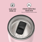 THERMOS Icon Series 24oz Stainless Steel Tumbler with Slide Lock Lid, Leakproof, Fits Cupholder, Dishwasher Safe, Griptec™ Non‑Slip Base, Keeps Drinks Hot 6 Hrs/Cold 22 Hrs, Sunset Pink - Image 4