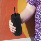 Fellow 20 oz Carter Cold Tumbler – Spill-Resistant Straw Lid, Stainless Steel Vacuum-Insulated Cup with Ceramic Interior and Reusable Straw for Cold Drinks,Fits Cup Holders,Dishwasher Safe,Matte Black - Image 4