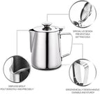 Milk JugMilk Frothing Jug Frother Pitcher Stainless Steel 304 Polished Cup With Lid for Coffee, Latte Art(600ml) - Image 4