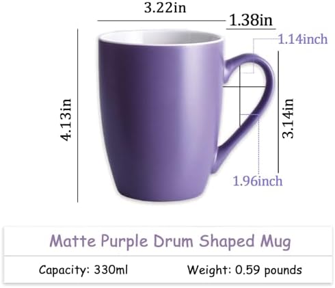 Coffee Mugs Set of 6, 12oz Purple Ceramic Coffee Mugs Cups with Handle - Image 3
