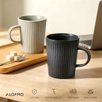 Coffee Mugs Set of 4, 16oz Large Striped Stoneware Coffee Cups with Handle - Image 4