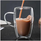 Coffee Mug 4 Sizes Heat Resistant Clear Double Wall High Borosilicate Glass Mug with Handle Coffee Milk Juice Water Cup Espresso Shot Glass(450ml) - Image 3