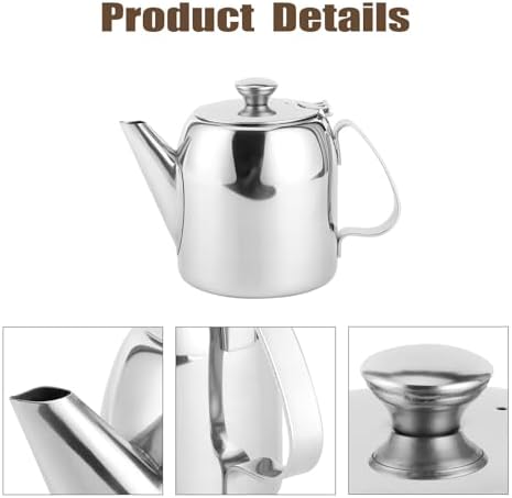 32oz Stainless Steel Teapot, Stovetop Kettle for Pour Over Coffee and Tea, Induction Compatible with Non Drip Spout Serving Teapot for Home Office Restaurant Hotel Travel Camping Use - Image 3