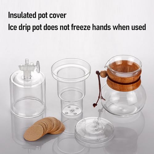 banapoy Cold Brew Coffee Maker 400ml, Double Layer Borosilicate Glass Ice Drip Coffee Machine, Glass Dripper with Filter Paper and Adjustable Water, for Home Tea Room Office - Image 4