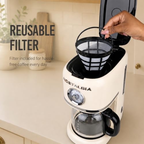 Nostalgia Classic Retro 10 Cup Coffee Maker, Cream - Image 7