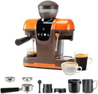 RECAFIMIL Semi-Automatic Espresso Machine with Grinder, 20 Bar Professional Coffee Maker with Milk Frother, Latte & Cappuccino, Compact for Home Use, Orange by RECAFIMIL