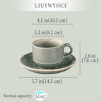 5.1 OZ Cappuccino Coffee Cup and Saucer Set, 4-piece ceramic coffee cup and saucer set, suitable for cappuccino, flat white, Americano, espresso, single-origin pour-over, and tea. - Image 2