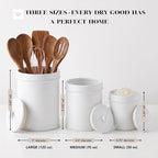 American Atelier Kitchen Ceramic Canister w/Lids Bianca Dash White, 3PC - Image 3