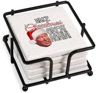 CafePress Donald Trump Great Christmas Tumbled Stone - Set of 4 Coasters Set of 4 w/holder by CafePress
