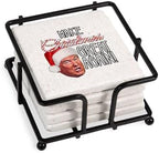 CafePress Donald Trump Great Christmas Tumbled Stone - Set of 4 Coasters Set of 4 w/holder by CafePress