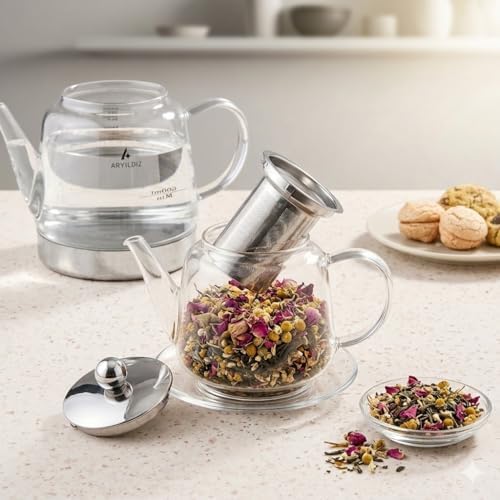 Unique Borosilicate Glass Teapot Set, 1.8L Total Capacity, Drip-Free Spouts - Image 3