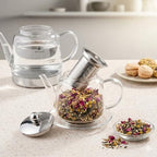 Unique Borosilicate Glass Teapot Set, 1.8L Total Capacity, Drip-Free Spouts - Image 3