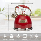 Tea Kettle, Stovetop Whistling Teapot, Stainless Steel, Red, 3.0-Quart - Image 6