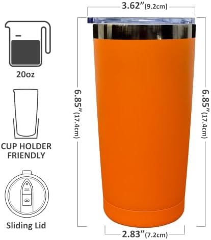20 oz Tumbler Bulk Stainless Steel Tumblers with Lids and Straws Orange - Image 2