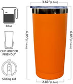20 oz Tumbler Bulk Stainless Steel Tumblers with Lids and Straws Orange - Image 2
