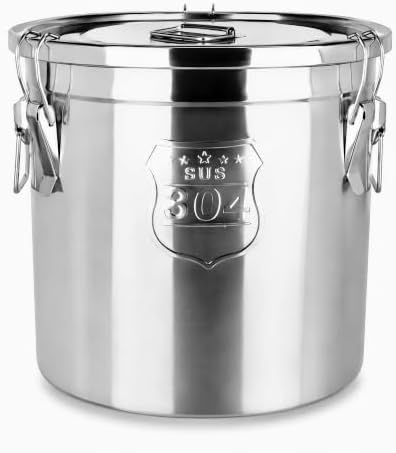 12L/2.64gal Stainless Steel Airtight Canister, Food Storage Canisters with Airtight Lid&Locking Clamp, Rice Container Cereal Grain Canisters, Storager Bucket for Flour, Coffee Bean, Sugar, Cookie by Kaichenyt