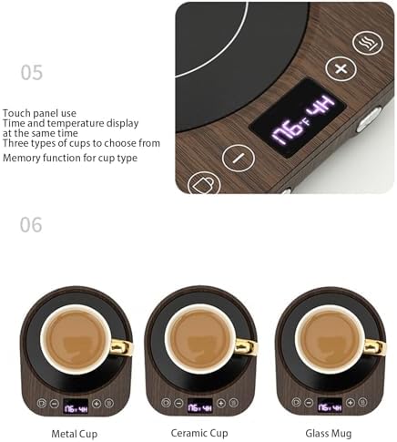 Coffee Mug Warmers, 36W Electric Cup Warmer for Desk with 3 Temperature Settings, Auto Shut Off 1-9H, Heating Plate for Coffee Milk Tea Candle Wax (US Plug) - Image 6