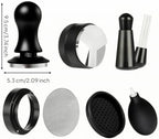 Yajuyi 7 Pieces Coffee Machine Tamper Espresso Tamper Distributor Leveler Mesh Screen Air Blower Small Brush Stainless Steel, Round Head Scale Powder Tamper 7-Piece Set, 53mm - Image 4