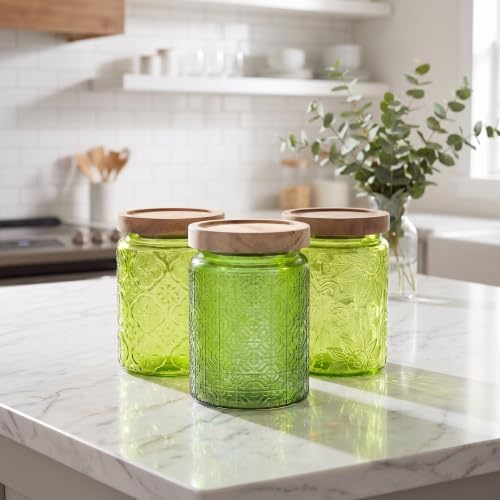 Ipetboom 3pcs Glass Food Storage Jars with Wooden Lids, Coffee Canister - Image 4