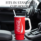 Silver Buffalo Coca Cola Stainless Steel Tumbler with Handle Straw, 30oz - Image 6
