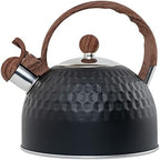 Vilihkc Whistling Stainless Steel Tea Kettle with Wood Grain Anti Heat Handle,2.6 Quart/2.5 Liter Stainless Steel Tea Kettles,Loud Whistling for Tea,Coffee,Gas Electric Applicable by vilihkc